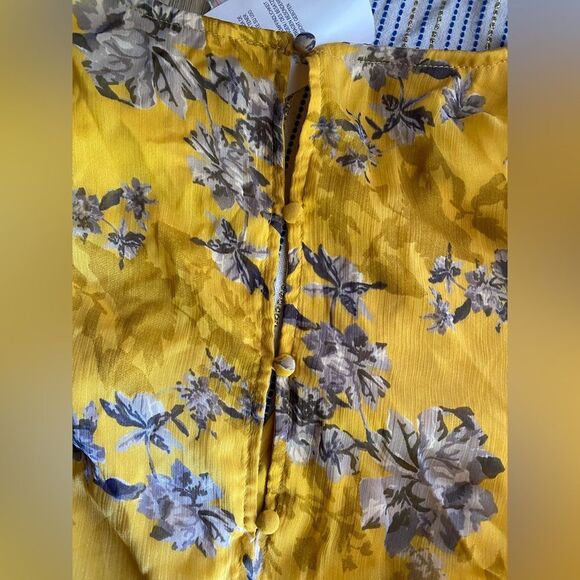 ASOS DESIGN Long Sleeve Mini Dress Yellow Floral Print Sequin Silver Sz 8 NEW - Picture 5 of 16
